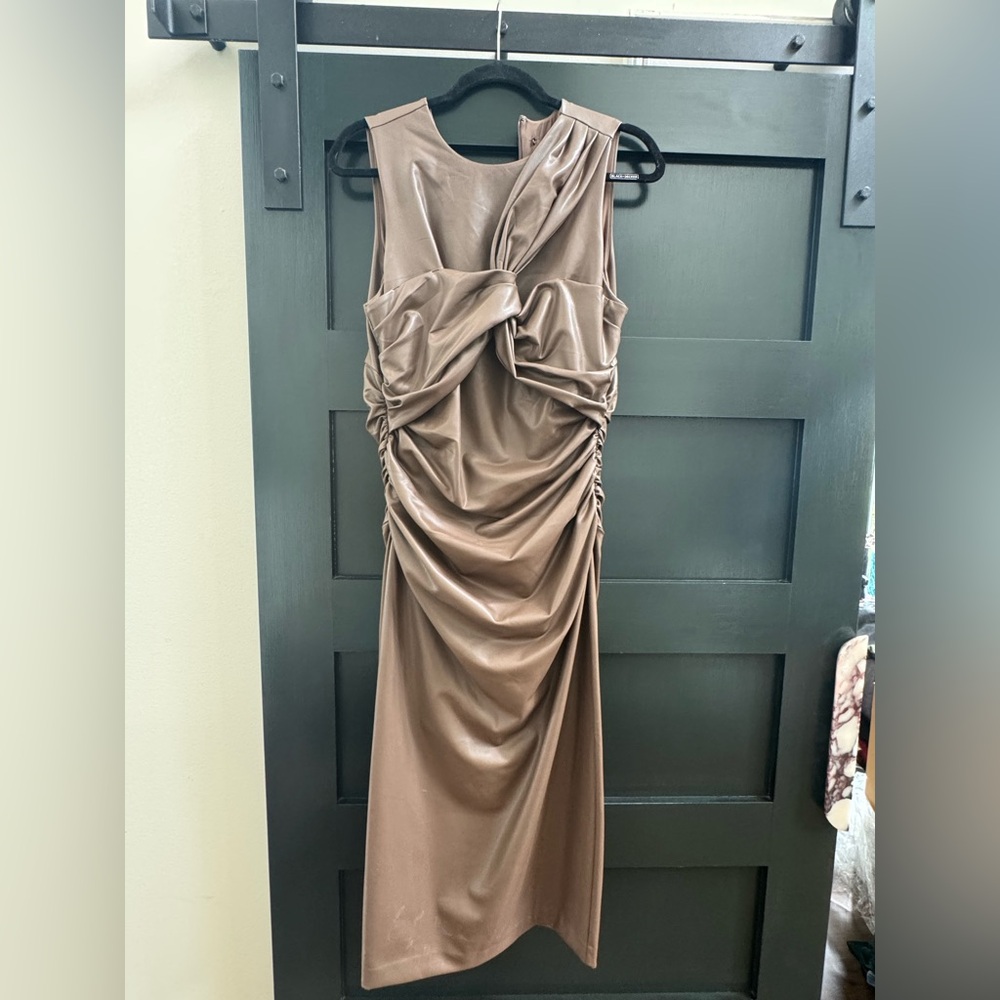 Faux leather midi dress